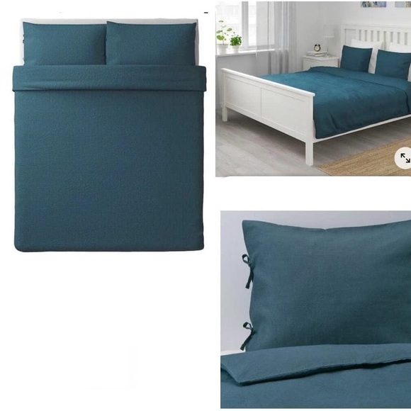 IKEA Bedding New King Duvet Cover Dark Blue 0 Linen Puderviva Ikea